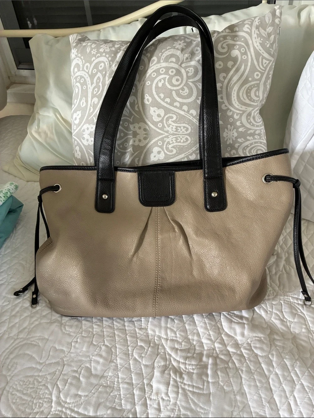 Tignanello Everyday Two-Tone Tote Bag in Beige and Black